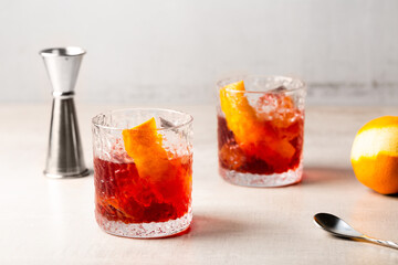 Negroni Cocktail classic Italian aperitif gin, bitter and sweet vermouth