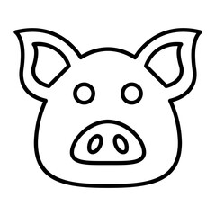 Pig Thin Line Icon
