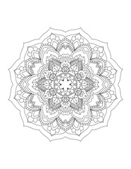 Coloring book page.Decorative ornament in ethnic oriental style. Outline doodle hand draw vector illustration.Mandala.Flower Mandala. Vintage decorative elements.vector illustration