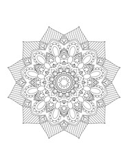 Coloring book page.Decorative ornament in ethnic oriental style. Outline doodle hand draw vector illustration.Mandala.Flower Mandala. Vintage decorative elements.vector illustration