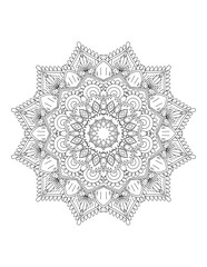 Coloring book page.Decorative ornament in ethnic oriental style. Outline doodle hand draw vector illustration.Mandala.Flower Mandala. Vintage decorative elements.vector illustration