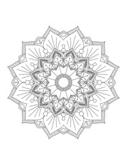 Coloring book page.Decorative ornament in ethnic oriental style. Outline doodle hand draw vector illustration.Mandala.Flower Mandala. Vintage decorative elements.vector illustration