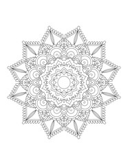 Coloring book page.Decorative ornament in ethnic oriental style. Outline doodle hand draw vector illustration.Mandala.Flower Mandala. Vintage decorative elements.vector illustration