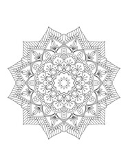 Coloring book page.Decorative ornament in ethnic oriental style. Outline doodle hand draw vector illustration.Mandala.Flower Mandala. Vintage decorative elements.vector illustration