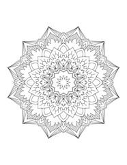 Coloring book page.Decorative ornament in ethnic oriental style. Outline doodle hand draw vector illustration.Mandala.Flower Mandala. Vintage decorative elements.vector illustration