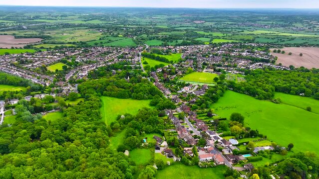 Aerial footage of Epping park in Essex, England, UK