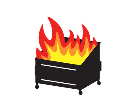 Dumpster fire silhouette icon . Clipart image isolated on white background