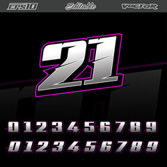 Automotive racing text effect number