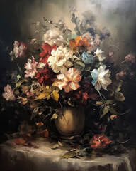 Blossoming Serenity: A Floral Symphony in Oil - Captivating Home Décor, Art, and Wall Art