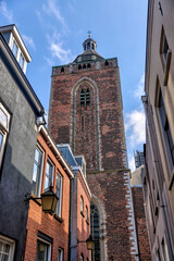 Utrecht, Netherlands - April 2, 2023: Classic architecture of the buildings in old town Utrecht