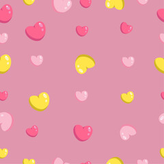 pink seamless pattern with cute adorable little hearts