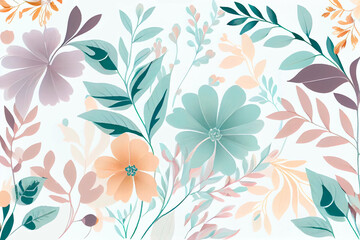 Delicate summer floral background in pastel colors. Generative AI.