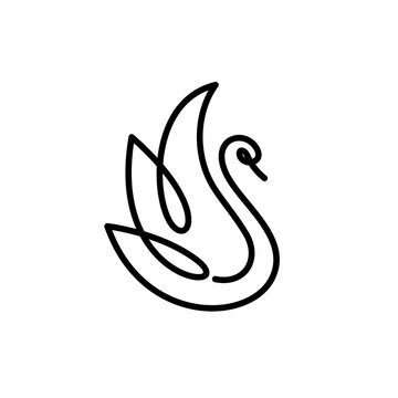 recommend clip art: Beautiful swan with line art logo icon design template flat vector