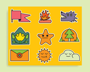 sticker set, cute and calm
