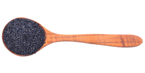 Pile of organic black sesame seeds isolated  transparent png