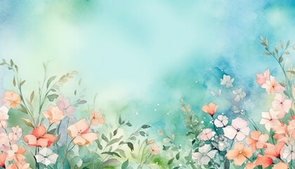 Fototapeta na wymiar summer floral watercolor background