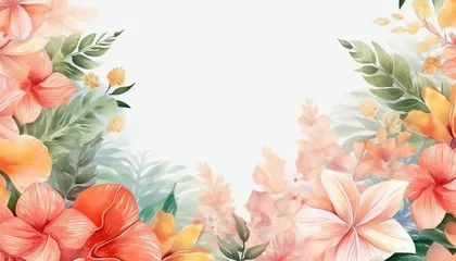 Fotobehang summer floral watercolor background © IMRON HAMSYAH