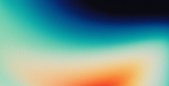 Orange teal white blue black gradient wave background grainy textured vibrant music poster backdrop design