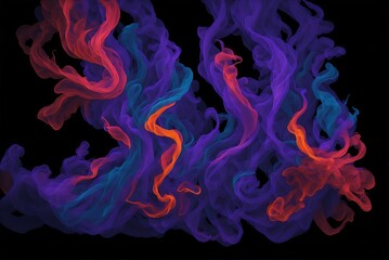 a black background with red and blue smoke, an ultrafine detailed, volumetric lighting. Generative AI.