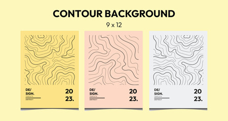 Vector contour  art background for summer 2023