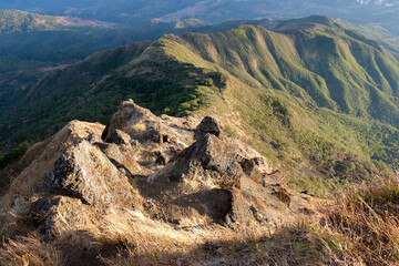 Wild and rugged rocky mountainous landscape in the wilderness of Timor-Leste in Southeast Asia