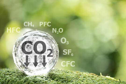 Concept depicting the issue of carbon dioxide emissions and other gases its causing global warming.