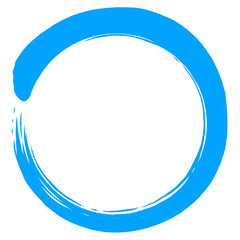 Blue Zen Circle Art Brush Stroke Painting Vector