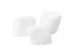 Delicious sweet puffy marshmallows isolated on white