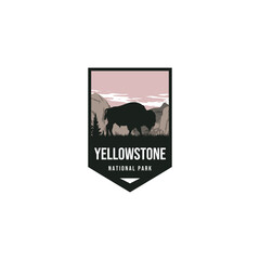 Yellowstone National Park emblem patch logo sticker vector illustration