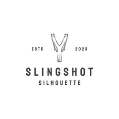 line art slingshot monoline logo vector catapult illustration design - obrazy, fototapety, plakaty