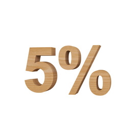 3d render of a symbol made of wood show 5% discount 