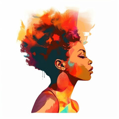 Watercolor black woman created by artificial intelligence