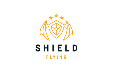 Shield flying logo icon design template flat vector