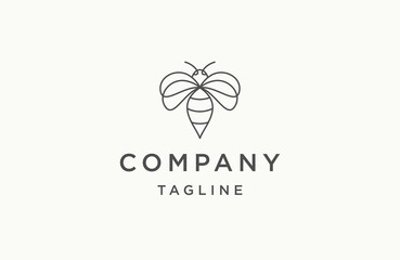 Bee line logo icon design template flat vector