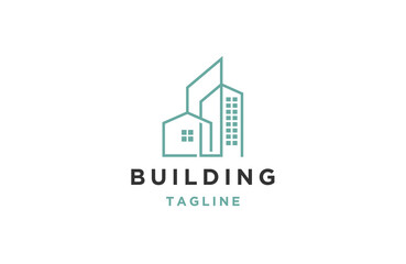 building line art logo design template flat vector