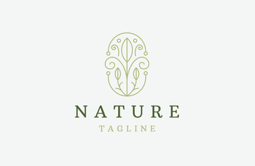 Beauty flower line art logo icon design template flat vector