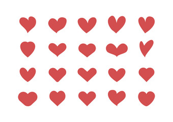 Set vector collection of illustrated heart icons, Minimalist Valentine's day elements