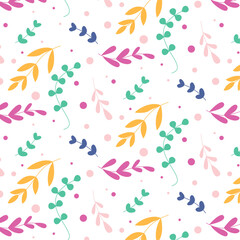 Vector leaf flower pattern collection. Vector leaves pattern in doodles style endless print.