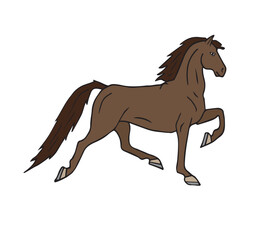 Vector hand drawn doodle sketch colored American Saddlebred horse isolated on white background