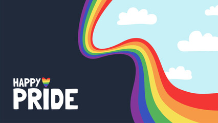 Vector banner for the pride. LGBT community illustration with rainbow and text. LGBT flag, rainbow flag.