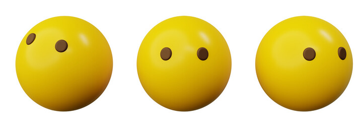 3d Emoticon Speechless with no mouth cartoon emoji or smiley yellow ball