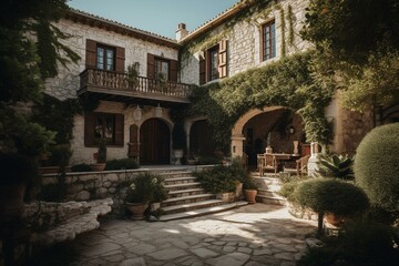 Fototapeta na wymiar A home in Mediterranean style. Generative AI