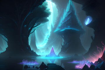 Fantasy sci-fi dreamland illustration