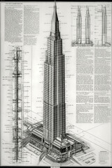 Burj Karyo - illustration, blueprint, futuristic, building