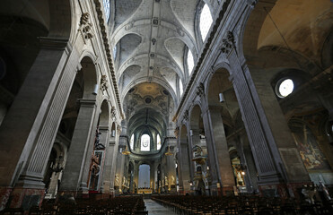 Fototapeta na wymiar The main nave - Saint-Sulpice, Paris, France