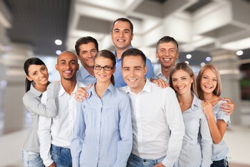 Diverse team of business employees in office,