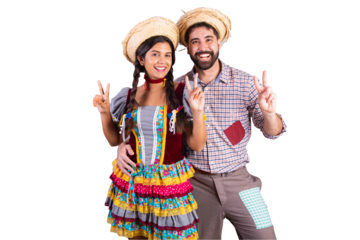 brazilian couple, clothes from festa junina, arraial, festa de são joão. boyfriend and girlfriend. peace and love.