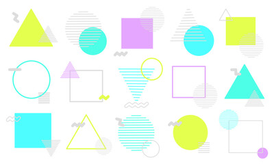 レトロポップな幾何学的なフレームのセット/イラスト/ベクター/デザイン/見出し/幾何学/カラフル