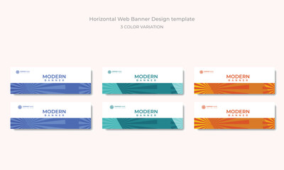 Fototapeta na wymiar 3 color themes horizontal Web banner set with Abstract geometric web banner vector template