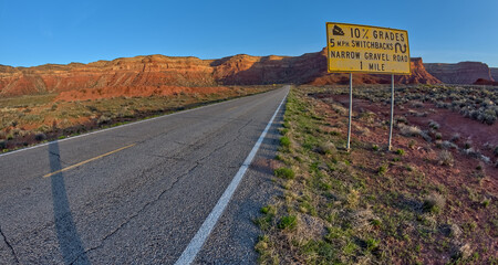 Steep road ahead near Valley Of The Gods Utah